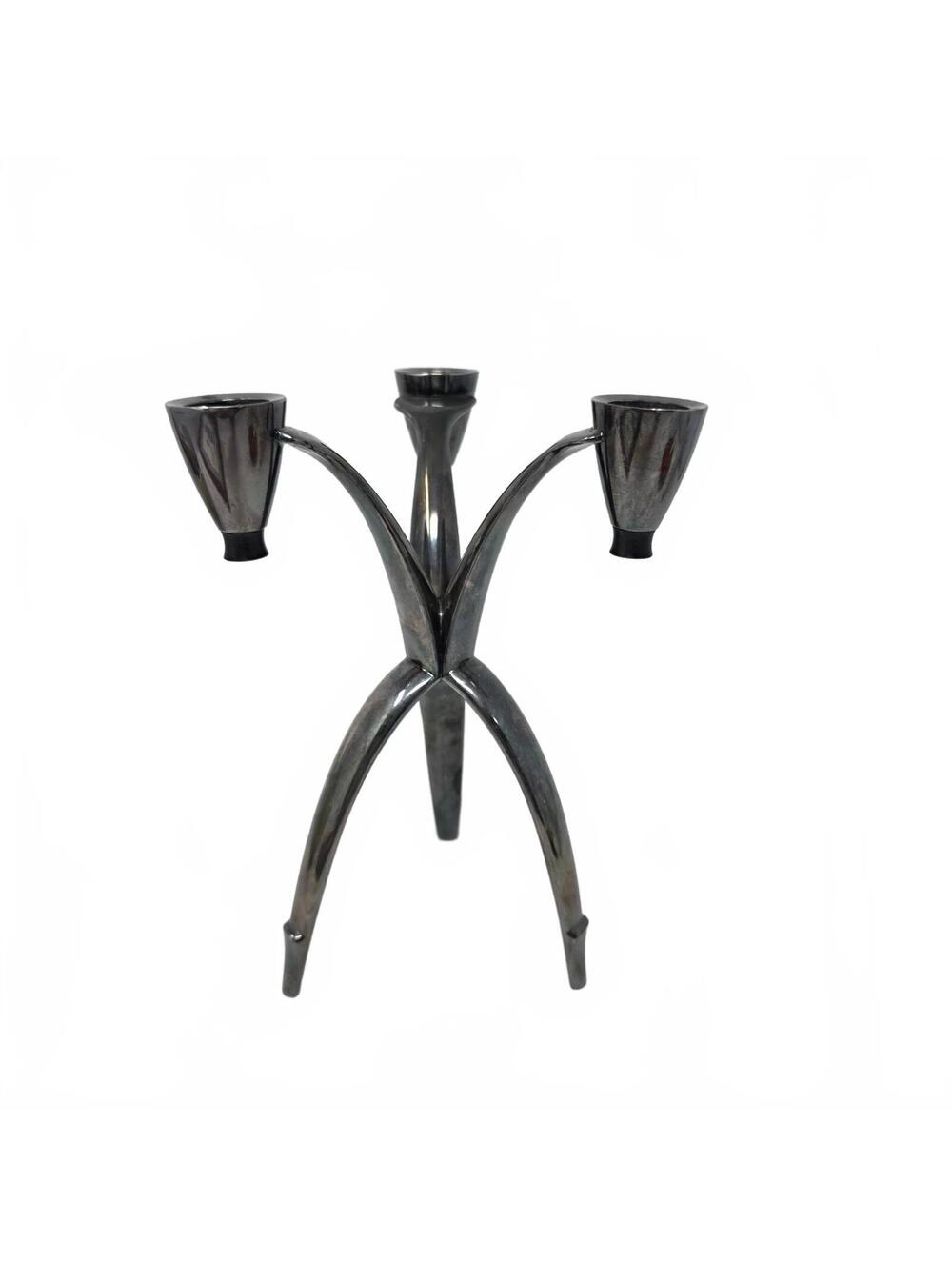 Oneida Heirloom Silverplate 3-Candle Tripod Candelabra Mid Century